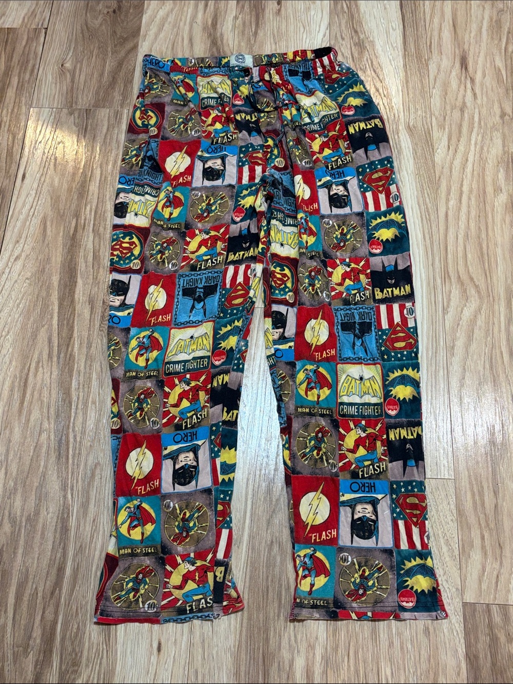 Adult Pajama Bottoms Multicolor Superhero Patchwork Lounge Pants